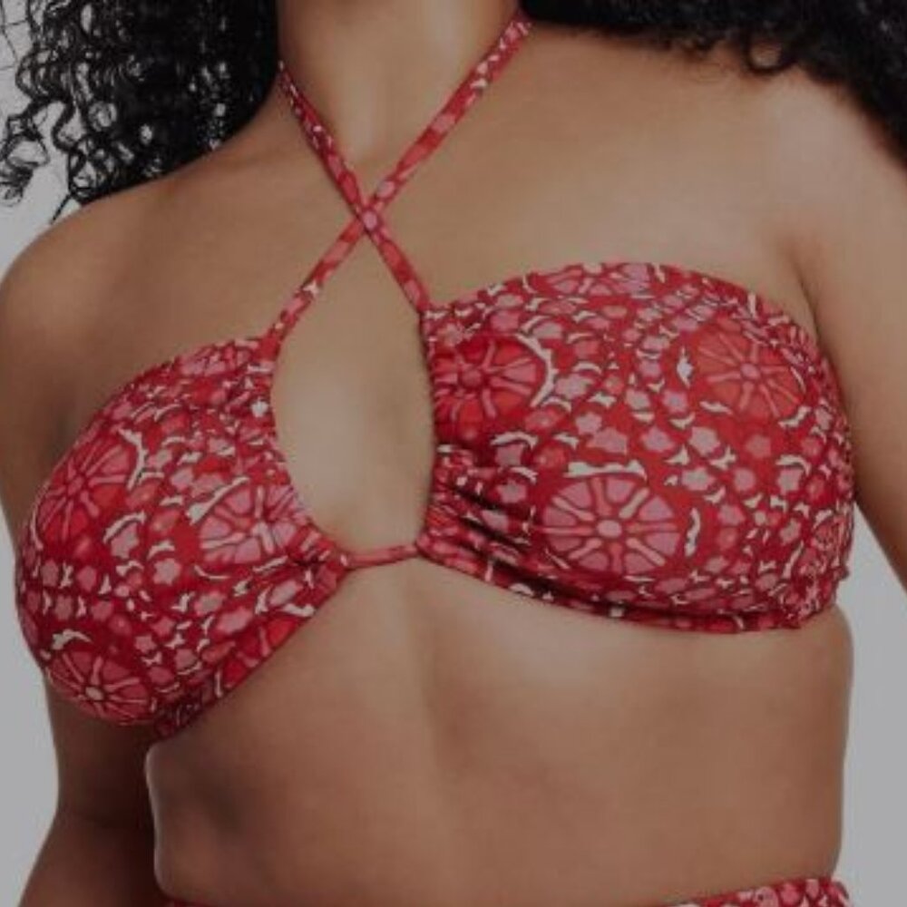 Rhode Zinnia Floral Print Bandeau Halter Bikini Top NXT Misses XS